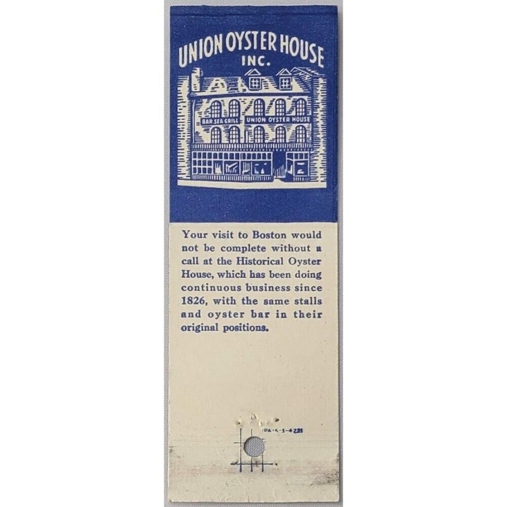 Front Strike Matchbook Cover Union Oyster House Boston MA Historic Restaurant - Picture 3 of 5